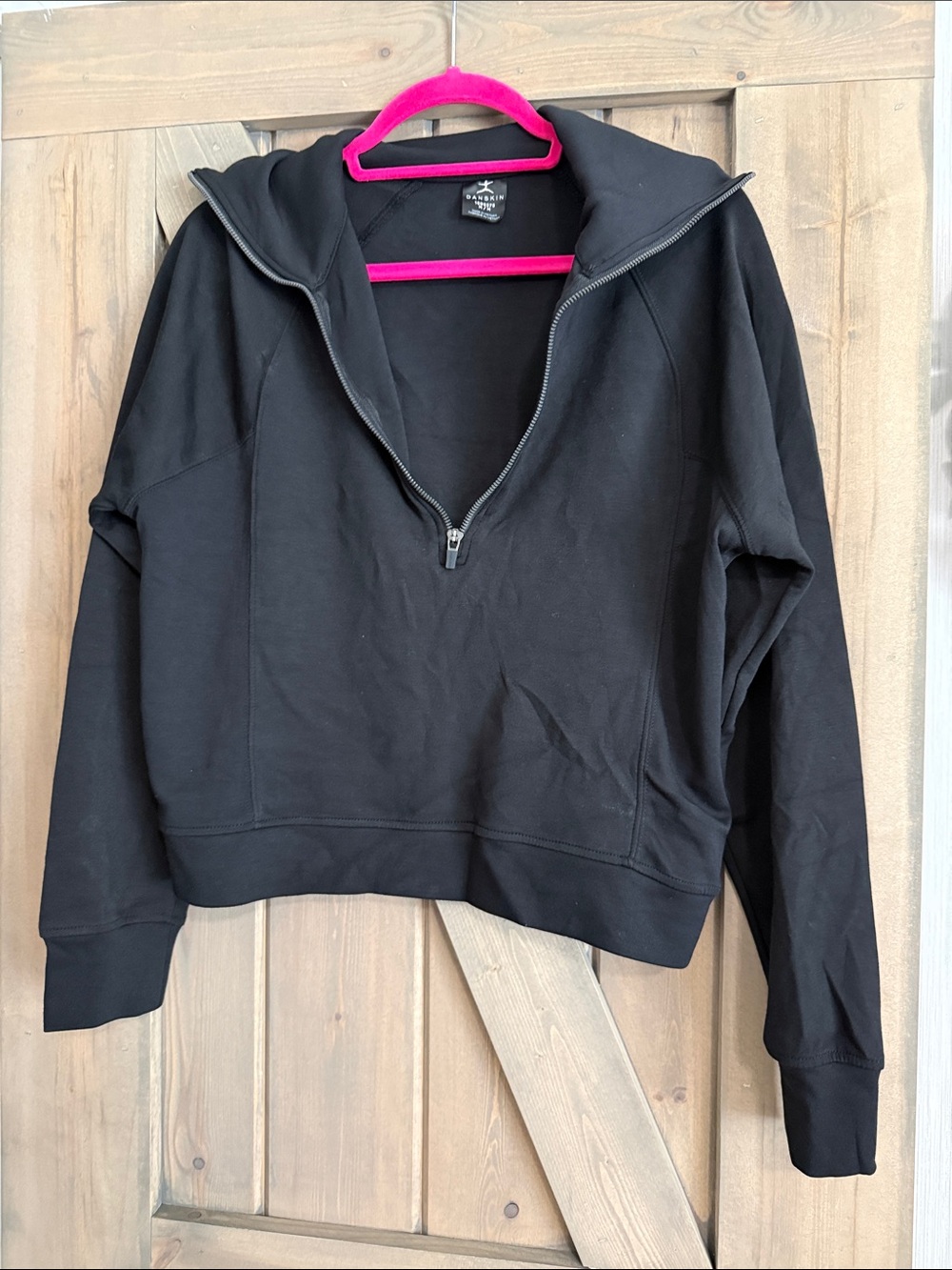 Danskin Black Half-Zip Cowl Neck Pullover